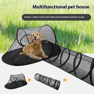 HKM-6318525 Outdoor Foldable Cat Tunnel with Mesh Tent for Cats