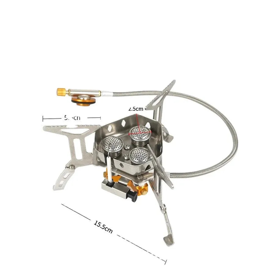 HKM-631955 Portable Folding Gas Stove with 3 Burners for Outdoor Camping and Picnic Use