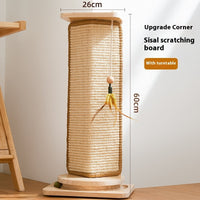 HKM-6319677 Corner Sisal Cat Scratch Board - Durable Solid Wood Design for Cats