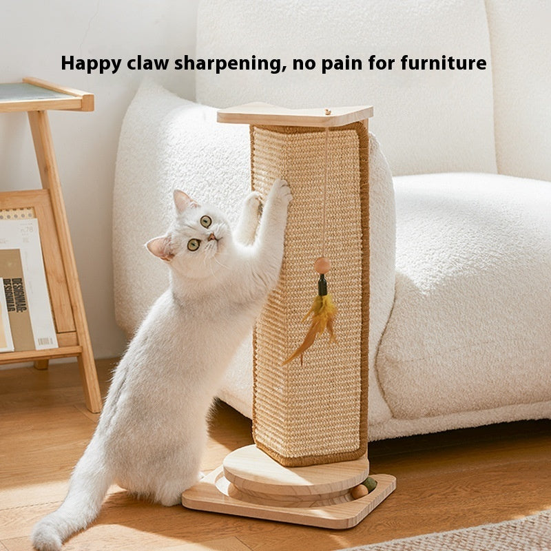 HKM-6319677 Corner Sisal Cat Scratch Board - Durable Solid Wood Design for Cats