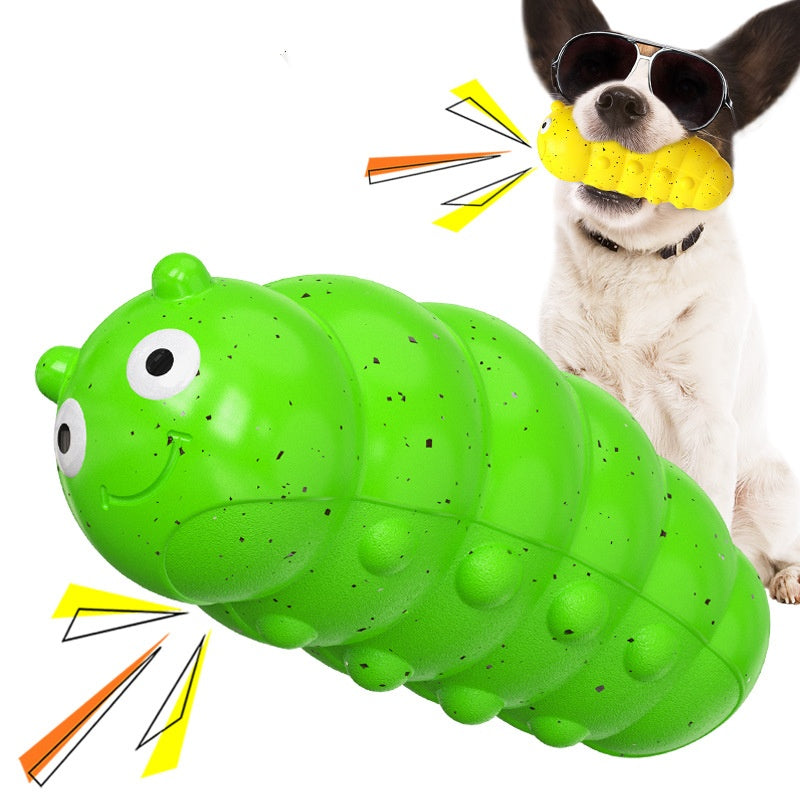 HKM-6320317 Sound Grinding Teething Ball for Dogs - Durable Plastic Chew Toy in Yellow and Insect Green