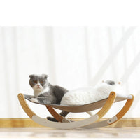 HKM-6321085 Solid Wood Cat Rocking Hammock - Cozy Pet Bed for Cats, Kittens, Ferrets, and Small Animals