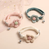 HKM-6321469 Cute Cartoon Flower Pattern Pet Collar in Apricot, Sky Blue, Dark Green, Light Pink - Adjustable Size (22-29cm)
