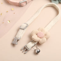 HKM-6321469 Cute Cartoon Flower Pattern Pet Collar in Apricot, Sky Blue, Dark Green, Light Pink - Adjustable Size (22-29cm)