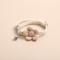 HKM-6321469 Cute Cartoon Flower Pattern Pet Collar in Apricot, Sky Blue, Dark Green, Light Pink - Adjustable Size (22-29cm)