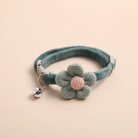 HKM-6321469 Cute Cartoon Flower Pattern Pet Collar in Apricot, Sky Blue, Dark Green, Light Pink - Adjustable Size (22-29cm)
