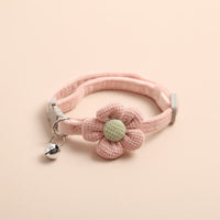 HKM-6321469 Cute Cartoon Flower Pattern Pet Collar in Apricot, Sky Blue, Dark Green, Light Pink - Adjustable Size (22-29cm)