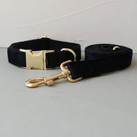 HKM-632147 Double Layer Microfiber Rose Gold Buckle Collar Leash