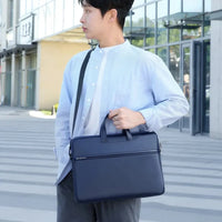 HKM-632147 PU Leather Waterproof Laptop Shoulder Bag - Portable Briefcase for Men and Women