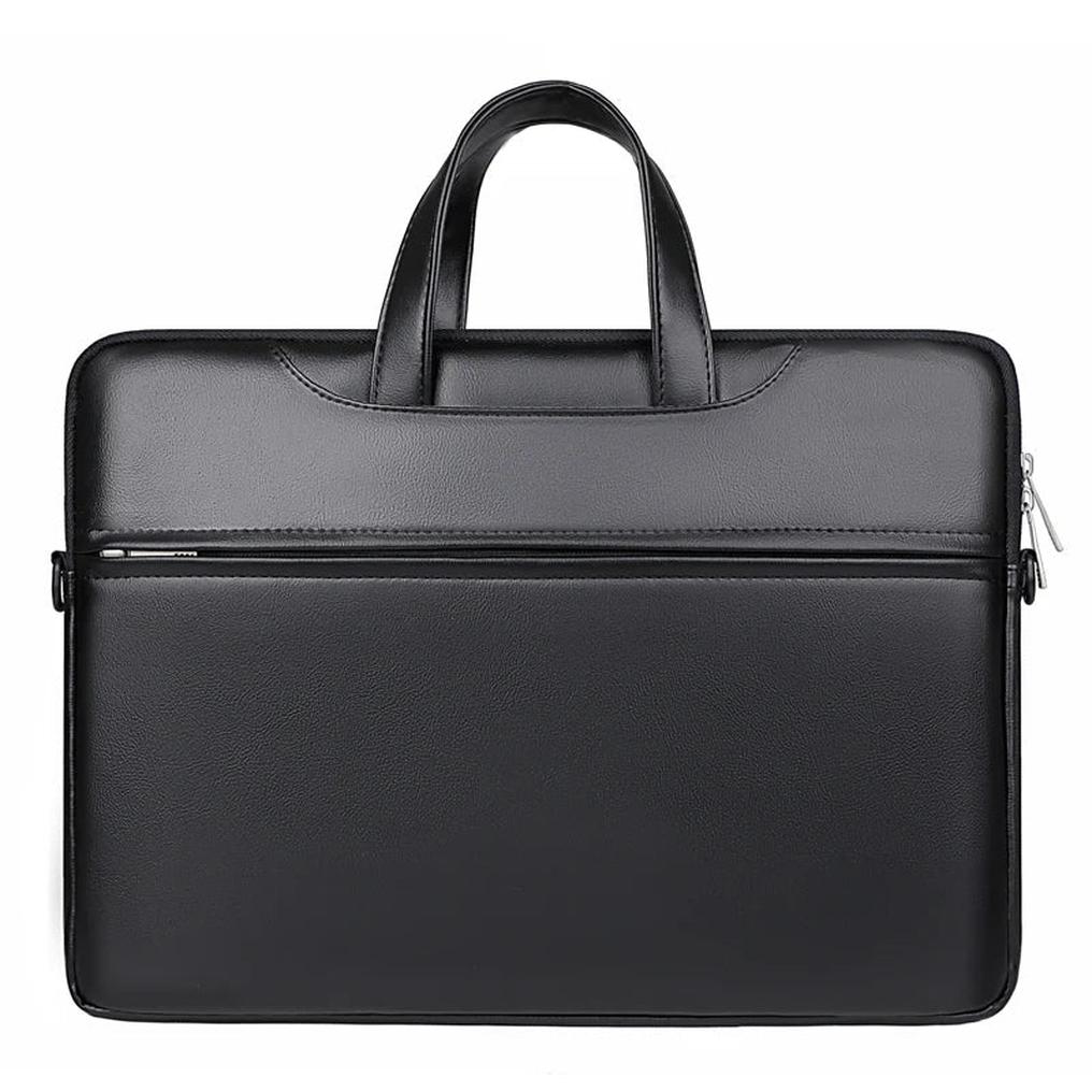 HKM-632147 PU Leather Waterproof Laptop Shoulder Bag - Portable Briefcase for Men and Women