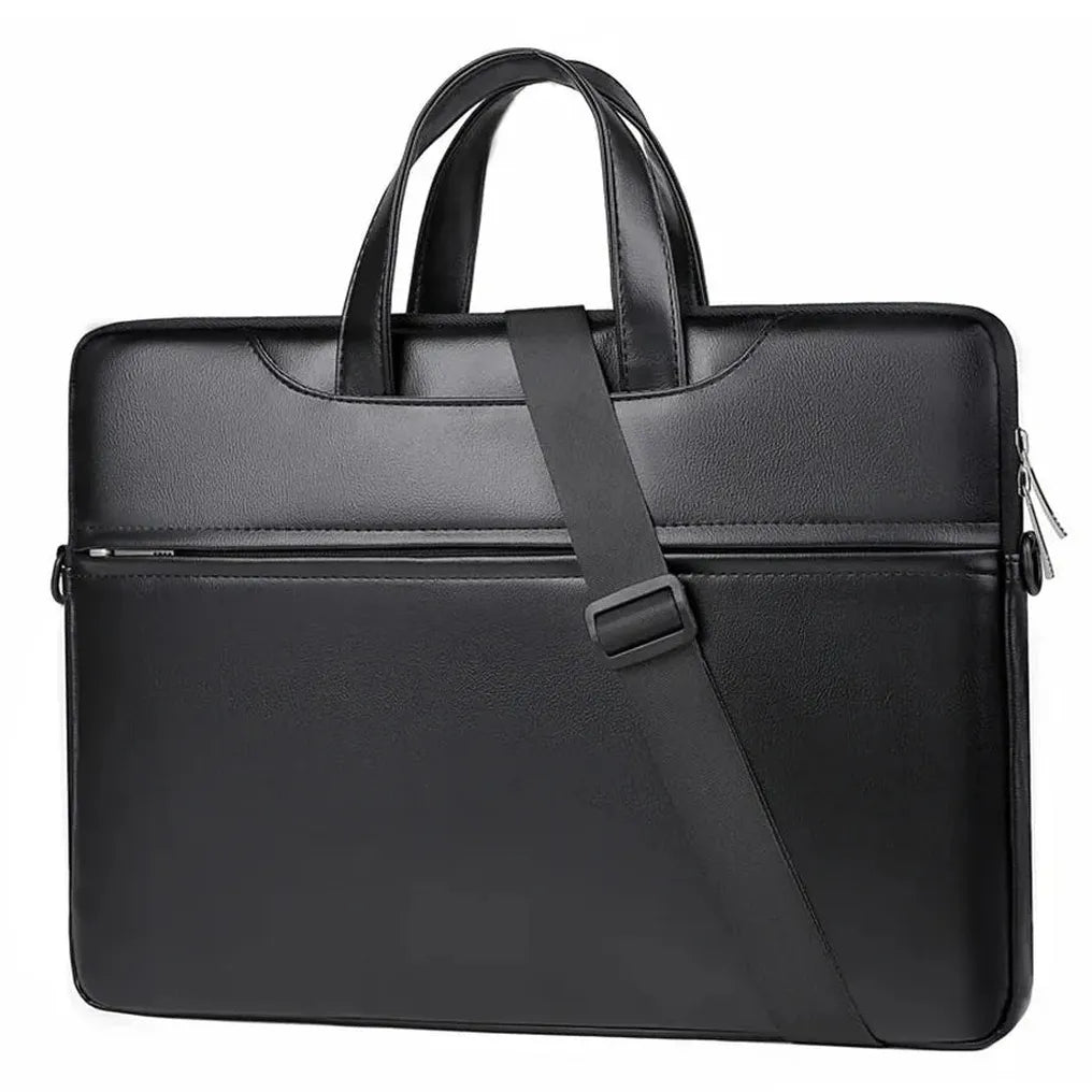 HKM-632147 PU Leather Waterproof Laptop Shoulder Bag - Portable Briefcase for Men and Women