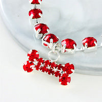 HKM-6322109 Rhinestone Bone Pendant Necklace in White, Pink, Blue, and Red - Unisex Princess Style