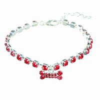 HKM-6322109 Rhinestone Bone Pendant Necklace in White, Pink, Blue, and Red - Unisex Princess Style