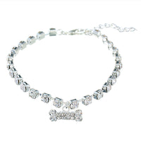 HKM-6322109 Rhinestone Bone Pendant Necklace in White, Pink, Blue, and Red - Unisex Princess Style