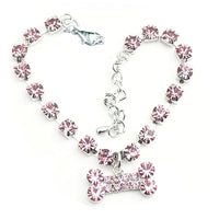 HKM-6322109 Rhinestone Bone Pendant Necklace in White, Pink, Blue, and Red - Unisex Princess Style