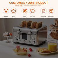 HKM-632339 1700W Purple Stainless Steel Electric Toaster for Home Use