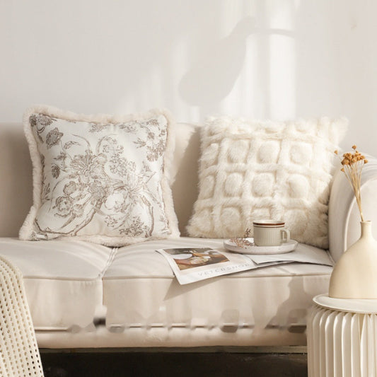 HKM-632403 Gentle Luxury Retro French Printed Plush Pillowcase - Multiple Styles Available