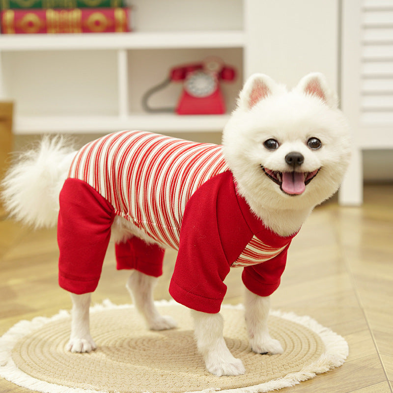 HKM-6324541 Striped Large Dog Undershirt - Unisex Polyester Pet Shirt in Various Colors