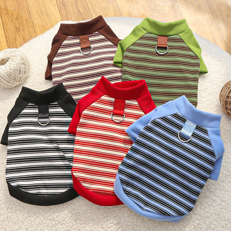 HKM-6324541 Striped Large Dog Undershirt - Unisex Polyester Pet Shirt in Various Colors