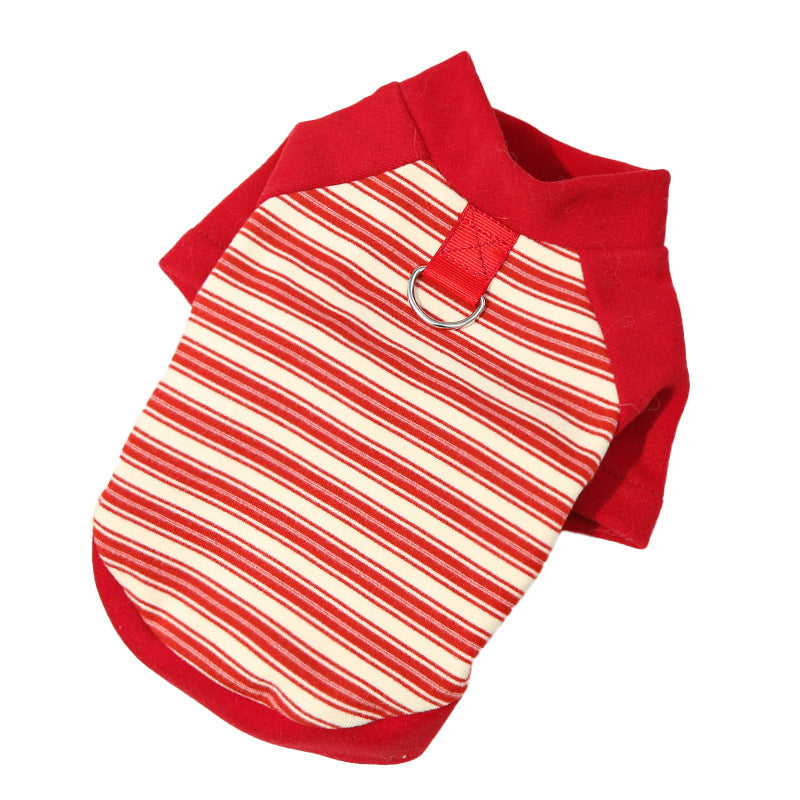 HKM-6324541 Striped Large Dog Undershirt - Unisex Polyester Pet Shirt in Various Colors