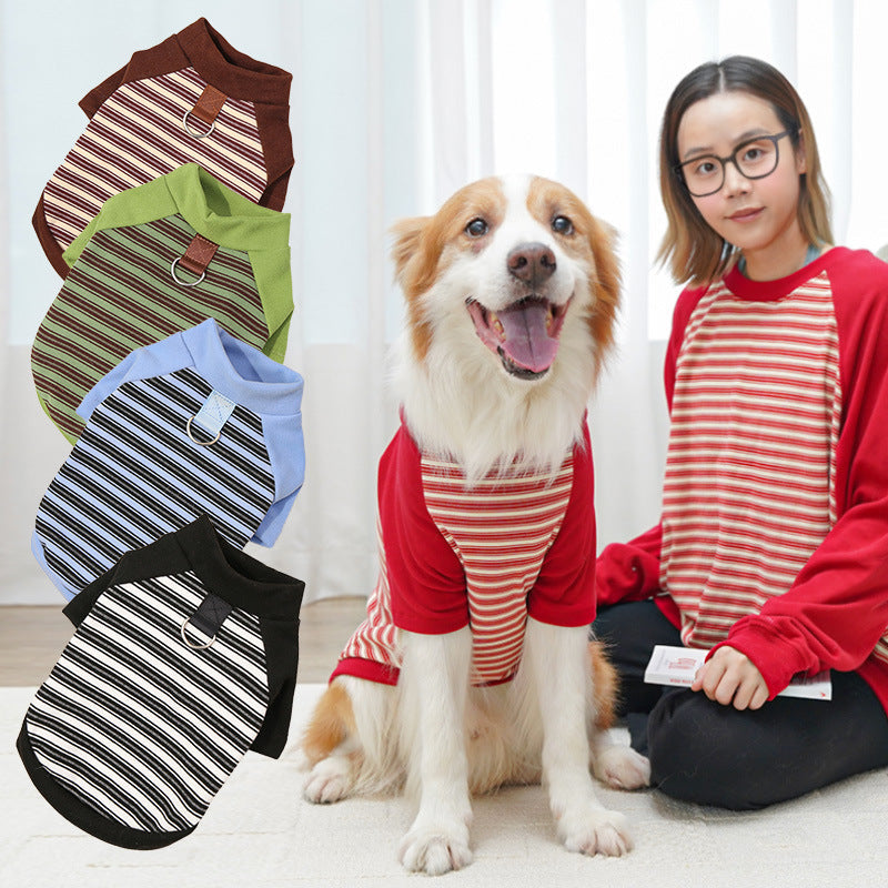 HKM-6324541 Striped Large Dog Undershirt - Unisex Polyester Pet Shirt in Various Colors