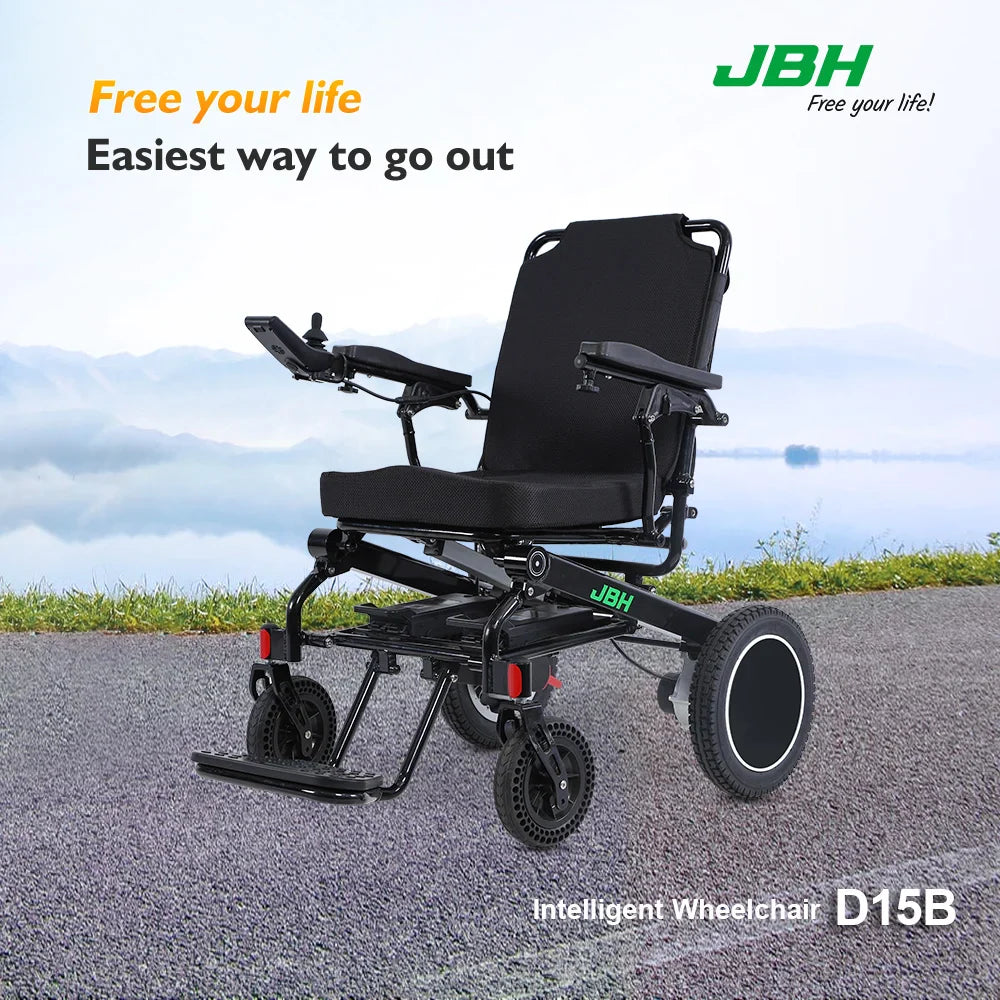 HKM-632467 Electric Wheelchair D15B with EABS Braking System, 20km Range, Removable Battery, Aluminum Alloy Frame