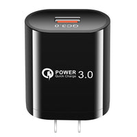HKM-632467 Single Port USB Fast Charger - QC3.0 American & European Standards, Compatible with Android and iPhone