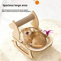 HKM-6328509 Hemp Rope Non-Shedding Space Capsule Cat Bed with Rocking Chair Design