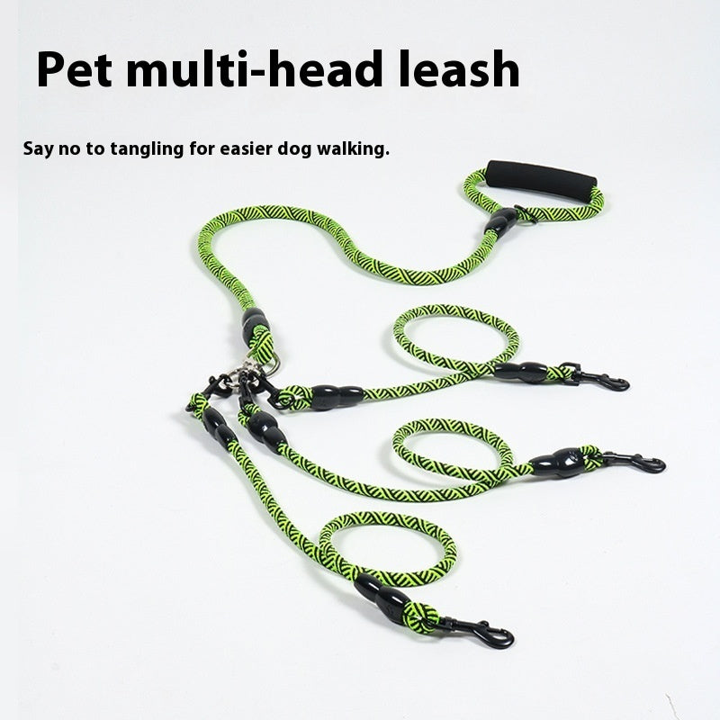 HKM-6329021 Multi-Head Wear-Resistant Dog Leash in Various Colors and Traction Options
