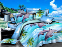 HKM-632915 3D Landscape Floral Quilt Set - 4 Piece Bedding Set with Polyester Fiber, Quilt 200x230 cm, Sheet 230x230 cm