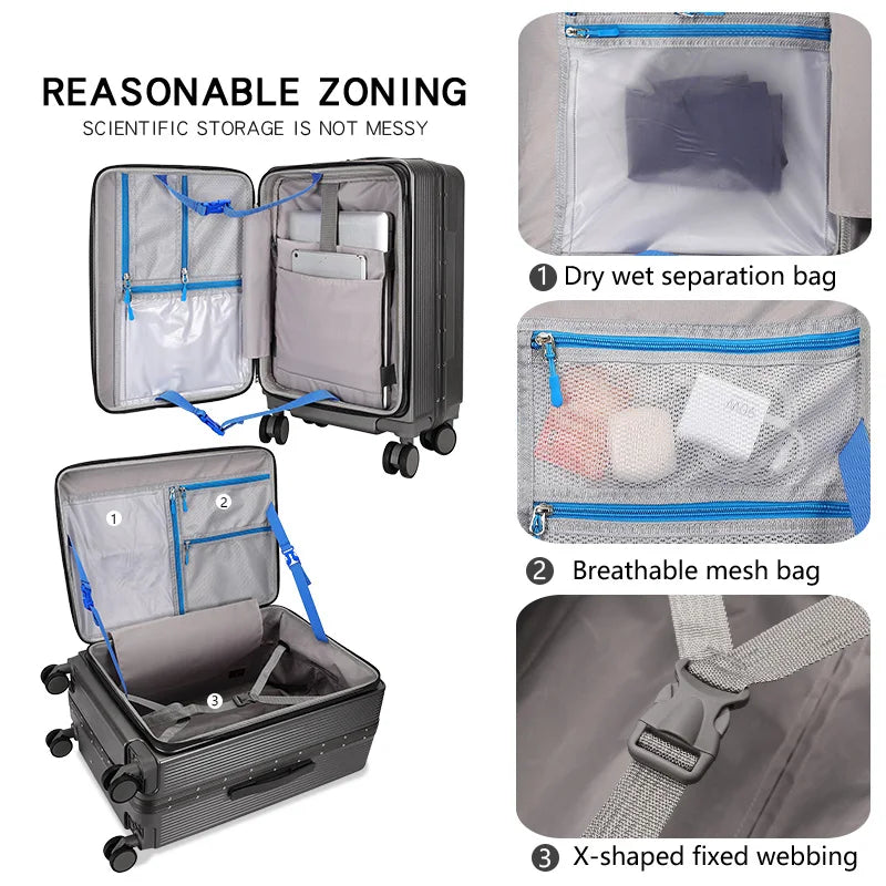 HKM-632979 Durable Hard Shell PC Luggage Suitcases for Travel - Available in 20, 24, and 28 Inches