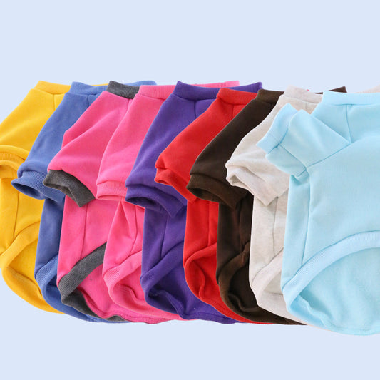 HKM-6330301 Fleece-Lined Thick Solid Color Hoodie for Pets - Multiple Sizes Available