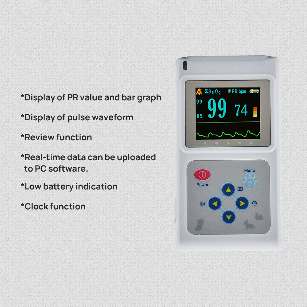 HKM-6330685 Veterinary Pulse Oximeter with Color Display and Spo2 Probe Monitor CMS60D-VET
