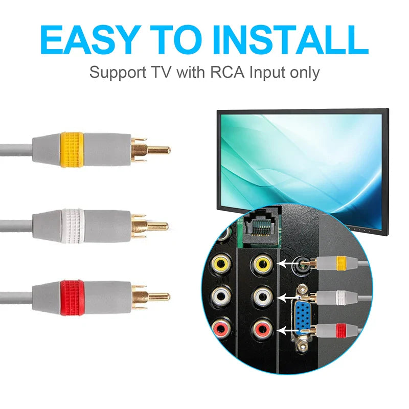 HKM-633107 1.8M Gold-Plated RCA AV Cable for Nintendo WII/WII U Console to TV Connection