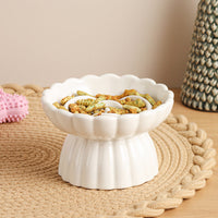 HKM-6331197 Elevated Ceramic Slow Feed Bowl for Cats and Small Dogs, Flower Pool Design with Raised Edges