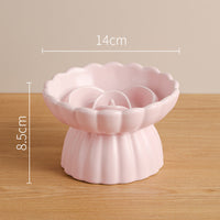HKM-6331197 Elevated Ceramic Slow Feed Bowl for Cats and Small Dogs, Flower Pool Design with Raised Edges