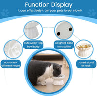 HKM-6331197 Elevated Ceramic Slow Feed Bowl for Cats and Small Dogs, Flower Pool Design with Raised Edges