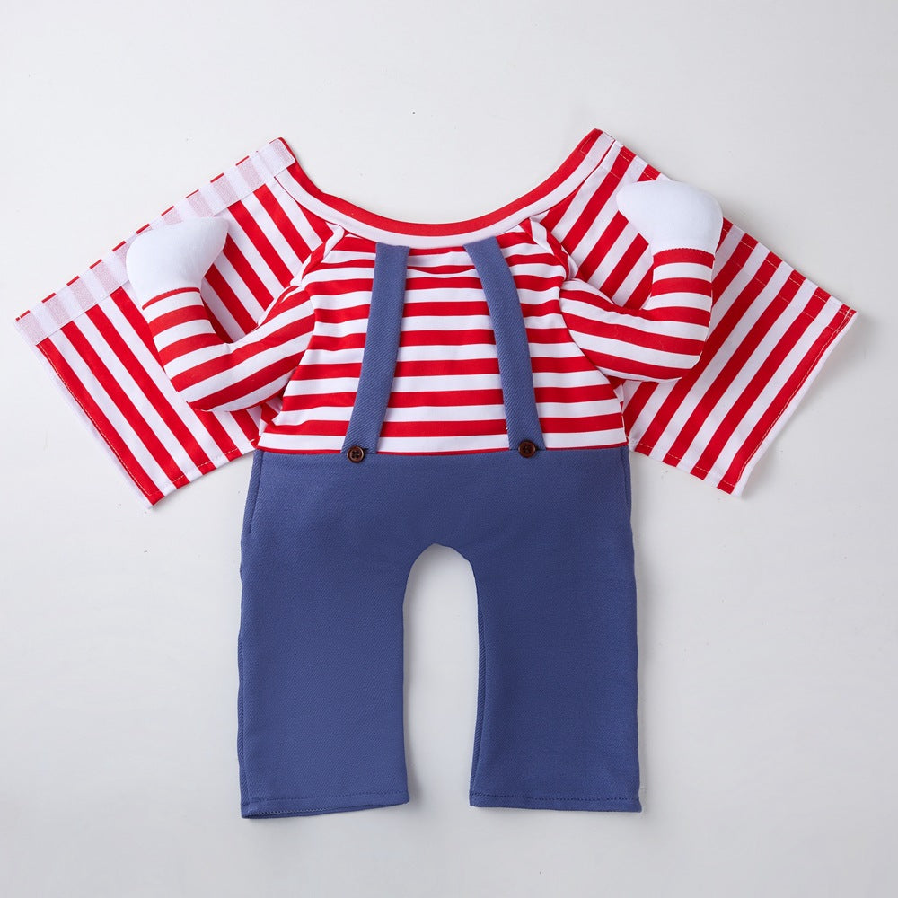 HKM-6331581 Creative Striped Dog Jumpsuit for Halloween - Pet Clothing in S, M, L Sizes