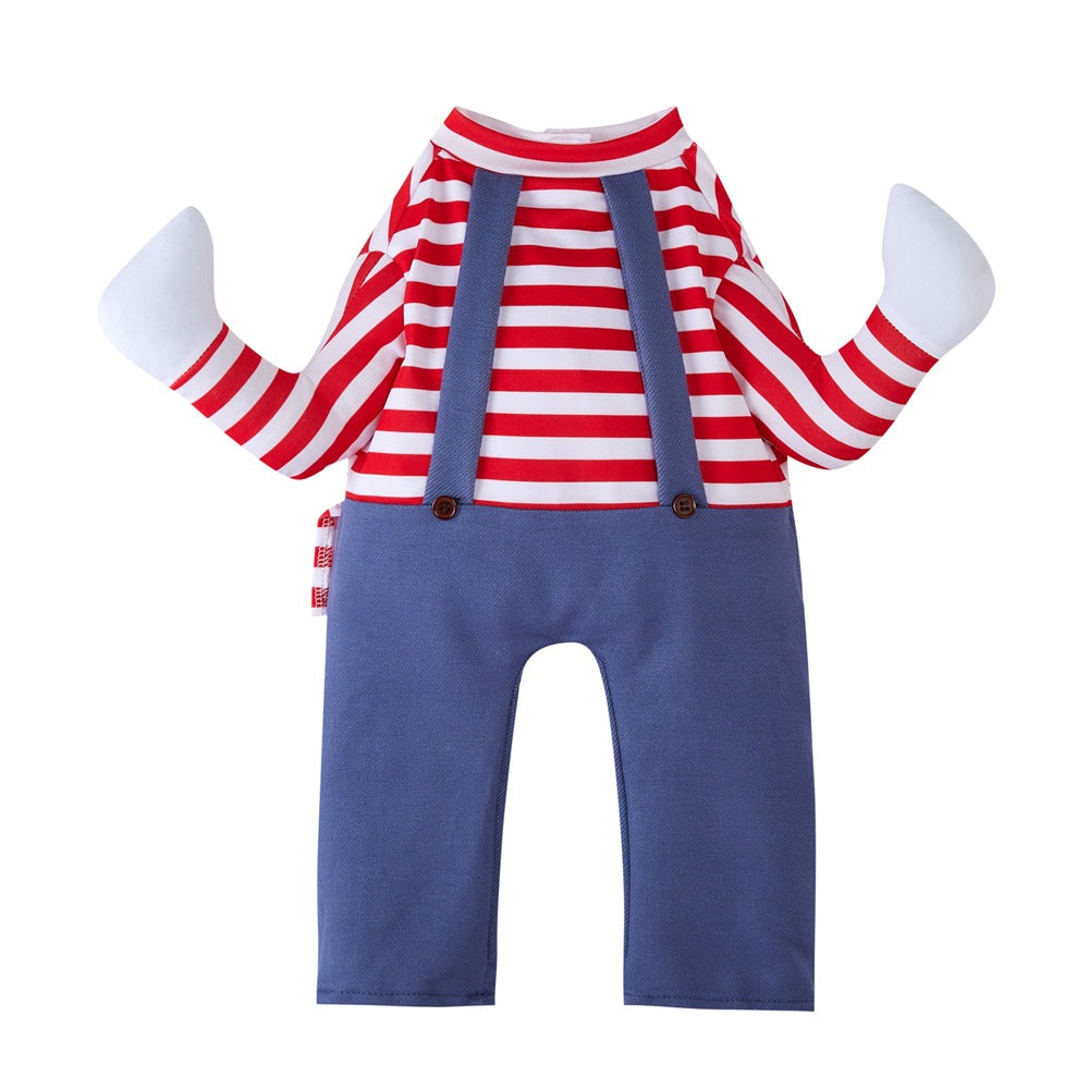 HKM-6331581 Creative Striped Dog Jumpsuit for Halloween - Pet Clothing in S, M, L Sizes