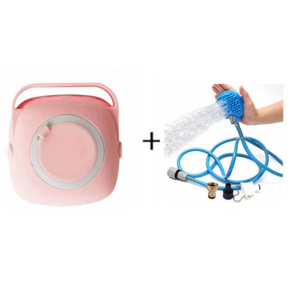 HKM-6332861 Pet Bath Sprinkler and Brush System - Silicone Bathing Tool with Metal Adapter Options