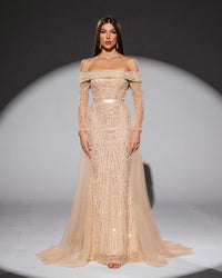 HKM-633299 Elegant Golden Dress for Women's Special Occasions, Style EZ25204