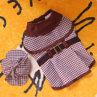 HKM-6333373 Detective Style Pet Cloak and Hat Set for Dogs and Cats in Khaki Plaid, Casual Fit