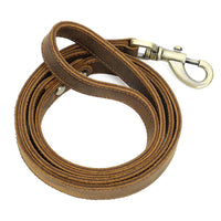 HKM-6334781 Handcrafted Crazy Horse Leather Dog Leash - 2cm Wide Brown Traction Rope