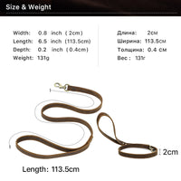 HKM-6334781 Handcrafted Crazy Horse Leather Dog Leash - 2cm Wide Brown Traction Rope