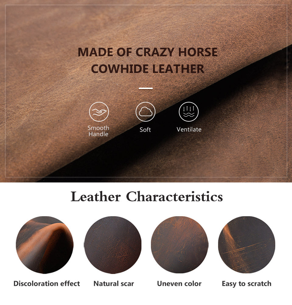 HKM-6334781 Handcrafted Crazy Horse Leather Dog Leash - 2cm Wide Brown Traction Rope