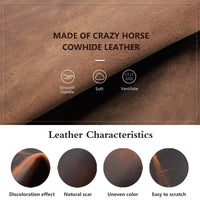 HKM-6334781 Handcrafted Crazy Horse Leather Dog Leash - 2cm Wide Brown Traction Rope