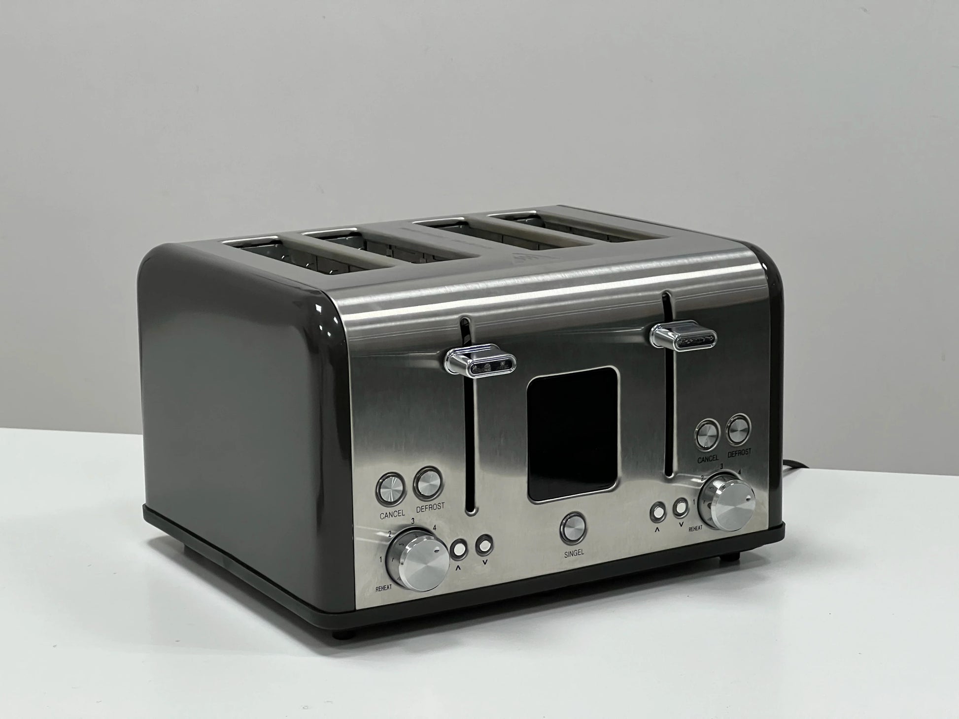 HKM-633491 Digital Display Stainless Steel 4-Slice Electric Toaster with Adjustable Settings