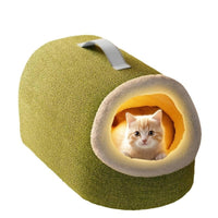 HKM-6335037 Cozy Plush Cat Nest with Long Tube Design in Matcha Green and Xinghe Gray