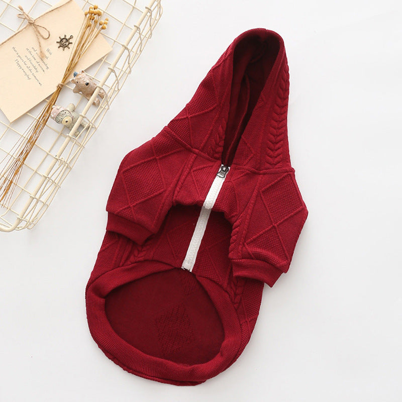HKM-6335549 Cozy Two-Legged Sweater for Dogs - Available in Pink and Wine Red