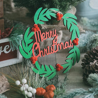 HKM-633555 Charming Wooden Christmas Tree Ornament Garland with Light and Dark Green Pendants
